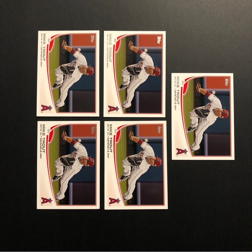 (5) Mike Trout 2013 Topps baseball cards #536 Anaheim Angels Defensive POY